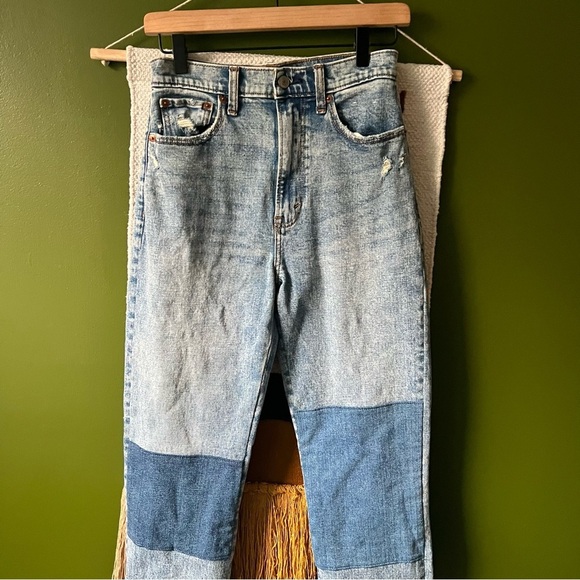 Abercrombie & Fitch The Ankle Straight Ultra High Rise Jeans Knee Patch SZ 27/4 - Picture 2 of 6